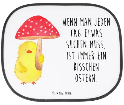 Produktbild von Mr. & Mrs. Panda Sonnenschutz Auto Küken Fliegenpilz - Weiß - Geschenk, Ostergrüße, Sonnenblende, Fenster, für, Autosonnenschutz, Ostern, Frohe, Glückspilz