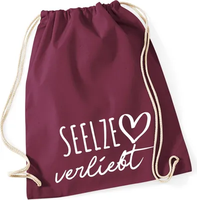 Produktbild von Huuraa Turnbeutel Seelze verliebt 12 Liter Burgundy Baumwolle Rucksack Geschenkidee