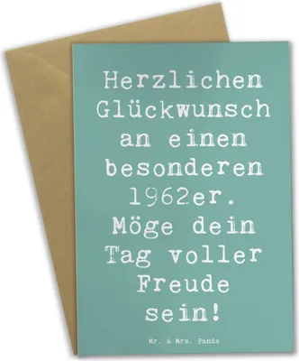 Produktbild von Mr. & Mrs. Panda Glückwunschkarte Spruch 1962 Geburtstag - Meeresbrise - Geschenk, Herzlichen Glückwunsch, hochzeitskarten, Lächeln, babykarte, Happy Birthday, Grußkarte