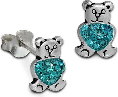 Produktbild von SilberDream türkis Ohrringe Knuddelbär Zirkonia 925 Silber Ohrstecker GSO607T