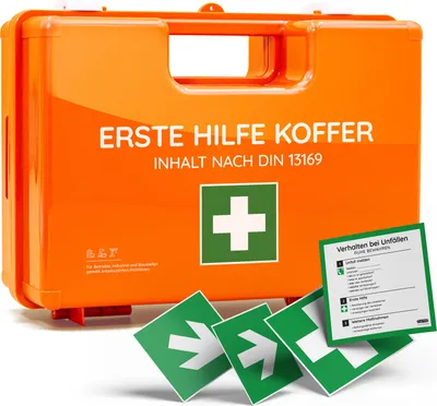 Produktbild von FLEXEO Erste-Hilfe-Koffer nach DIN 13169 großer Verbandkasten Notfallkoffer, orange