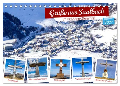 Immagine prodotto di Saluti da Saalbach (calendario da tavolo 2027, formato DIN A5 orizzontale), calendario mensile CALVENDO