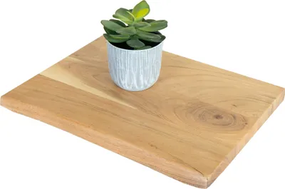 Produktbild von Holzplatte 40x30 cm Arya, Holzbrett Akazie massiv + naturfarben, Baumkanten-Platte für Heimwerker, Regale & Fensterbretter, einseitige Baumkante