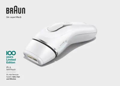 Obrázek produktu pro Braun Silk-expert Pro 5, epilátor s pulzním světlem pro ženy, designová edice s cestovním pouzdrem - bílý BRAUN Barva výrobku: bílá, Napájení: AC, Technologie epilace: Intenzivní pulzní světlo (IPL), Použití na tělo: Ano, Přesnost nástavce (obličej): Ano