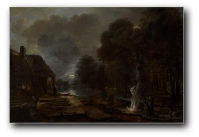 Produktbild von Kunstdruck „Nachtlandschaft mit Feuer“ von Aert van der Neer – 40×60 cm – ungerahmt