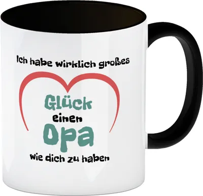 Produktbild von Ich habe wirklich großes Glück einen Opa wie dich zu haben Kaffeebecher Schwarz