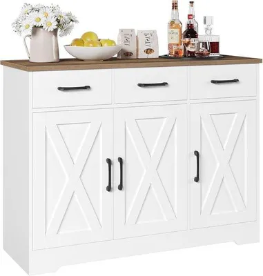 Productafbeelding van Famanu dressoir met 3 lades en 3 deuren - Wit en bruin
