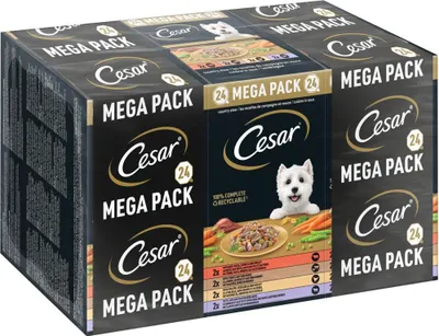 Produktbild von CESAR® Schale Multipack 24 Mega Pack Landragout 4 Varietäten 24 x 150g
