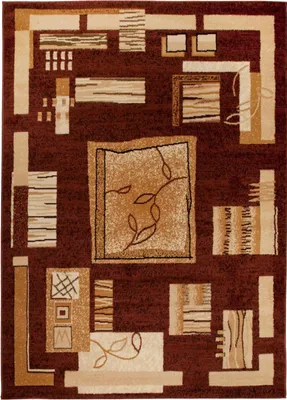 A flat lay of a modern rug with geometric patterns.