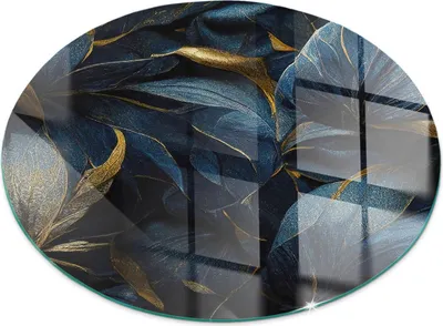 Produktbild von Elegante Blätter in Textur – Glasbodenplatte für – Kaminofen – Kaminplatte Glas – Schutzglas – Funkenschutzplatte –Glasbodenplatte Feuerfeste – Hitzeschutzplatte – Bodenschutz aus Glas – fi 70cm