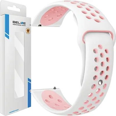 Produktbild von Beline Uhrenarmband 20Mm Sport Silikon Weiss/Rosa Box
