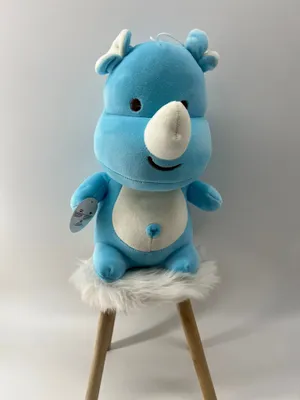 Produktbild von Kuscheltier Plüschtier XXL 30 cm aus niciweichem Stoff für Mädchen, Jungen & Babys – Flauschiges Stofftier zum Spielen (Nashorn Blau 30 cm)