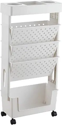 Image de Étagère pivotante à roulettes, blanche