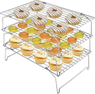 Immagine prodotto di Griglia di raffreddamento a 3 ripiani in acciaio inossidabile per biscotti, pane e pizza