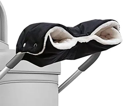 Productafbeelding van PromoHome® Universele kinderwagenhandschoenen – Waterdicht, winddicht, fleece, geschikt voor kinderwagen en fiets, zwart