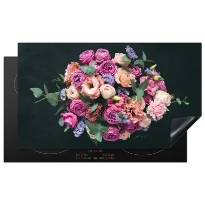Produktbild von KitchenYeah© Herdabdeckplatte Blumen - Pastell - Rosa , 91x52cm, Küche Deko, Glaskeramikkochfeld Herdabdeckung, Abdeckplatte fùr Kochfeld