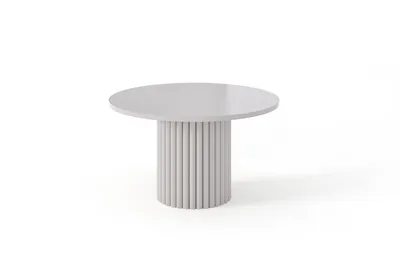 Zdjęcie produktu dla Designerski stolik kawowy LOMELO okrągły Caschmere-Caschmere Ø67 - rowkowana podstawa, 42 cm wysokości, nowoczesny i prosty