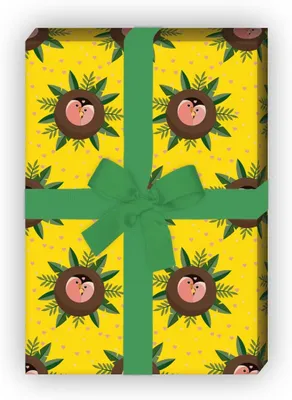 Produktbild von Lovebirds Liebes Geschenkpapier mit Herzen auf gelb - G7517, 32 x 48cm