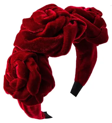Produktbild von Rosenblumen-Haarreif, Vintage-Haarband, elastischer Haarreif, modisches Haaraccessoire für Damen und Mädchen, Rot