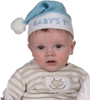 Produktbild von Blaue Nikolausmütze Weihnachtsmütze für Babys & Kleinkinder, kuschelig warm, erste Weihnachten