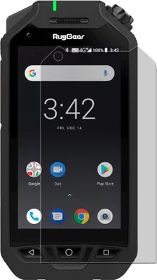 A rugged smartphone with a screen protector applied.