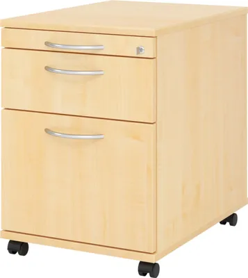 Produktbild von bümö office Rollcontainer - mit Hängeregistratur - Nachbildung Ahorn, Griff: Bogengriff (Metall)