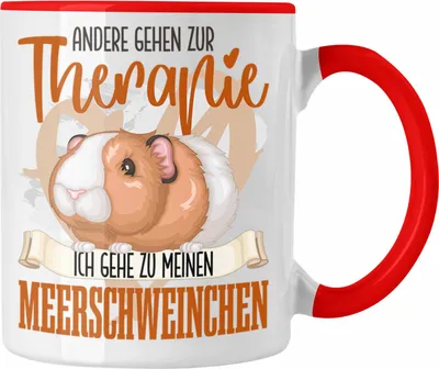 Produktbild von Trendation - Meerschweinchen Tasse Geschenk für Meerschweinchen Besitzer Therapie Lustiger Spruch Geschenkidee (Rot)