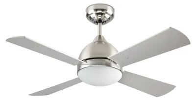 Image de Ventilateur de plafond Borneo Nickel, pales réversibles, 106,6 cm, moteur à courant alternatif, LEDS-C4 VE-0006-SAT, argent