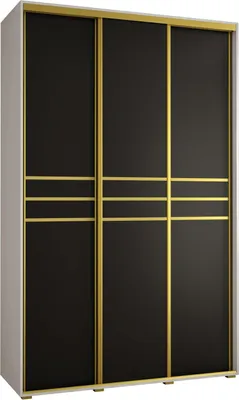 Produktbild von MEBLE KRYSPOL Cannes 10 Schrank mit 3 Schiebetüren - 205,2x150x45 cm - Weiß Schwarz Gold