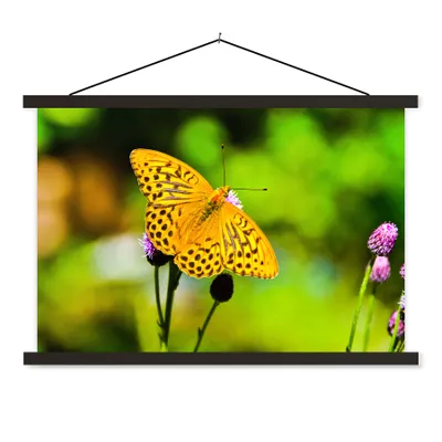 Produktbild von MuchoWow® Textilposter Schmetterling - Tiger - Blume 120x80 cm mit schwarzem Rahmen - Wanddeko