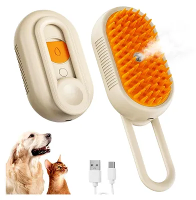 Produktbild von Katzen Dampfbürste, Haustierpflegebürste mit Wassertank und Spray für Massage und Haarentfernung