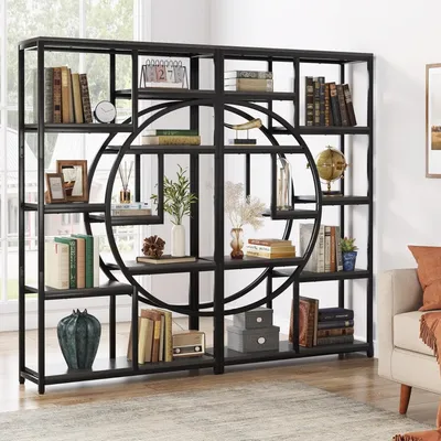 Image de Bibliothèque - Étagère à livres - Rangement pour livres - Meuble à compartiments - Meuble de rangement - Style industriel - 5 niveaux - Autoportant