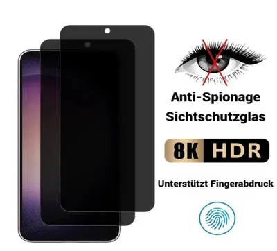Produktbild von OLi 2X Sichtschutz für Samsung Galaxy S24 Glass Full Screen Privacy  Privat  , Kratzerfeste Privat Displayschutzglas