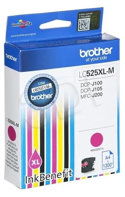 Obrázok produktu pre Brother LC525XLM, Vysoký (XL) výnos, Purpurová, Atrament na pigmentovej báze