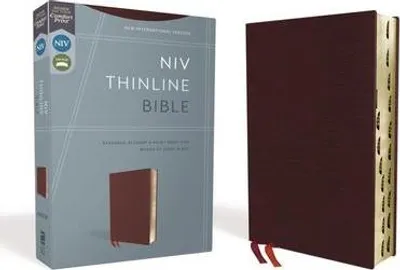 Obrázok produktu pre NIV, Thinline Bible, Bonded Leather, Burgundy, Indexed, Red Letter Edition