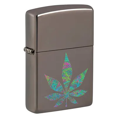 Produktbild von Zippo Benzin-Feuerzeug Black Ice Funky Cannabis Design 60006548, unbefllt
