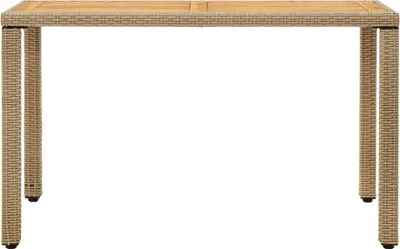 Produktbild von vidaXL Gartentisch Beige 123x60x74 cm Poly Rattan & Massivholz Akazie