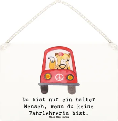 Produktbild von Mr. & Mrs. Panda Schild Fahrlehrerin Herz DIN A6 - Weiß - Geschenk, Spruch, Lustig, hängeschild, kleine aufmerksamkeit, Fahrschule, Türschild, Wandbild Holz, Witzig