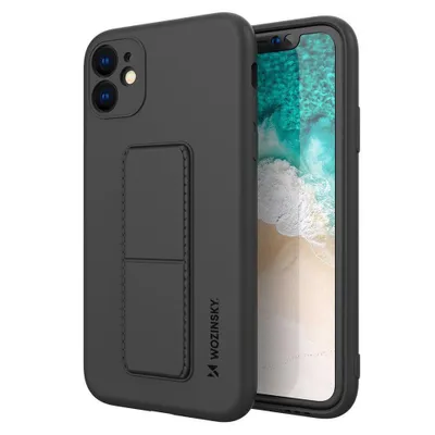 Zdjęcie produktu dla Wozinsky Kickstand Case silikonowe etui z podstawką etui Xiaomi Redmi 10X 4G / Xiaomi Redmi Note 9 czarne