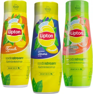 Image de Lot de 3 sirops pour Sodastream Lipton Ice Tea Citron, Vert, Pêche