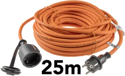 Zdjęcie produktu dla Przedłużacz 25m IP44 Pomarańczowy H07RN-F 3G1.5 wtyk / złącze
