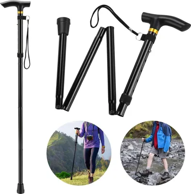 Produktbild von Faltbar Gehstock Bergstock Spazierstock Wanderstock Canes Urlaubs Höhenverstellbar rutschfest Leicht Unisex Gehstock