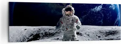 Produktbild von Bild auf Leinwand - Leinwandbild - Astronaut Mond Erde Raum - 160x50cm - Wand Bild - Wanddeko - Leinwanddruck - Bilder - Kunstdruck - Wanddekoration - Leinwand bilder - Wandkunst - AB160x50-2864