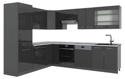 Imagen del producto de Cocina esquinera Vicco Fame-Line Antracita alto brillo/Antracita 287 x 227 cm, ET Mármol, Model 56697