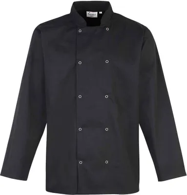 Produktbild von Premier - Kochjacke Nietenfront für Herren/Damen Unisex  Langärmlig PC5524 (4XL) (Schwarz)