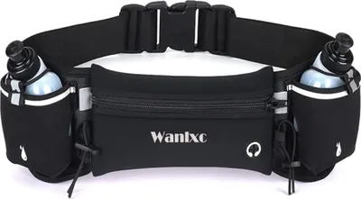 Produktbild von Famanu Hydratationstasche Verstellbare Hüfttasche für Sport - Schwarze Laufgürtel für Laufen, Radfahren, Fitness - Einheitsgröße