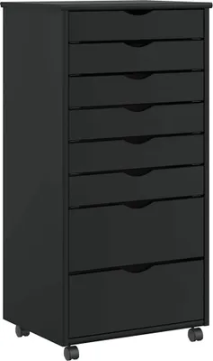 Produktbild von Rollschrank mit Schubladen MOSS Schwarz Massivholz Kiefer
