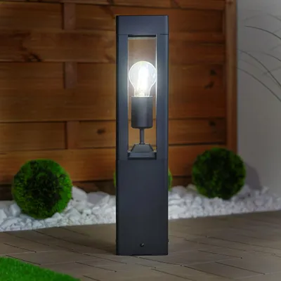 Produktbild von LUMILED Außenleuchte Pollerleuchte Außenstehleuchte Stehlampe Wegeleuchte Wegelampe 50 cm LED IP44 Schwarz rechteckig Aluminium E27 max 13W