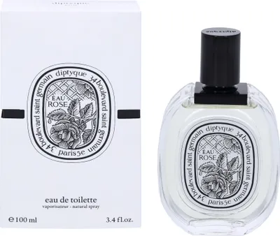 A product shot of a perfume bottle and its packaging.