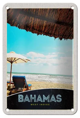Produktbild von Blechschild Reise 12x18cm Bahamas west Indien Urlaub Sonne Schild